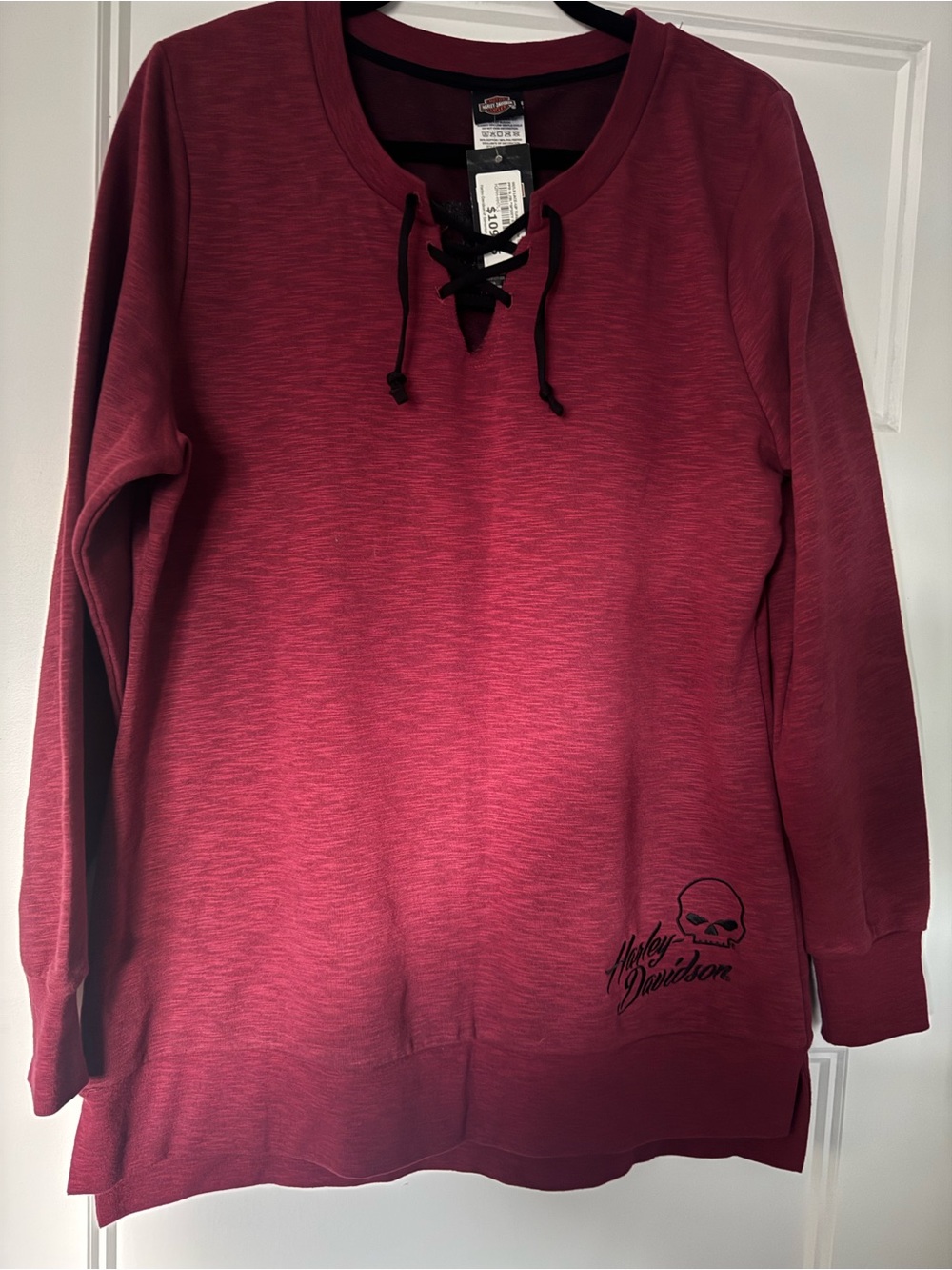 NWT Harley Davidson Willie G Skull Lace Up Tunic Sweatshirt 2021 Retired